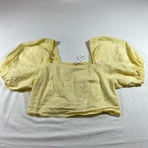 Cotton On Cold Shoulder Off the Shoulder Top Cropped Yellow Top NWT Short sleeve